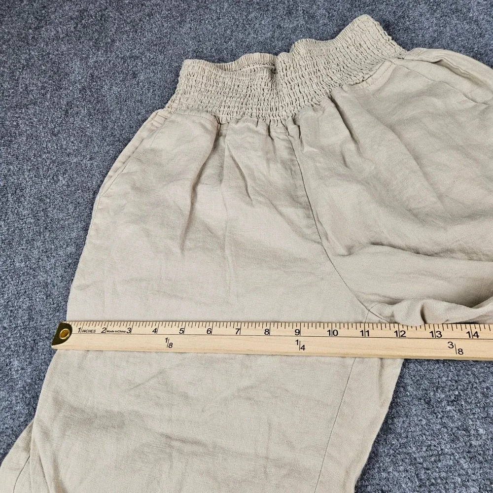 Quince 100% European Linen Maternity Pants Driftwood XS Smocked Waist MANGORS001